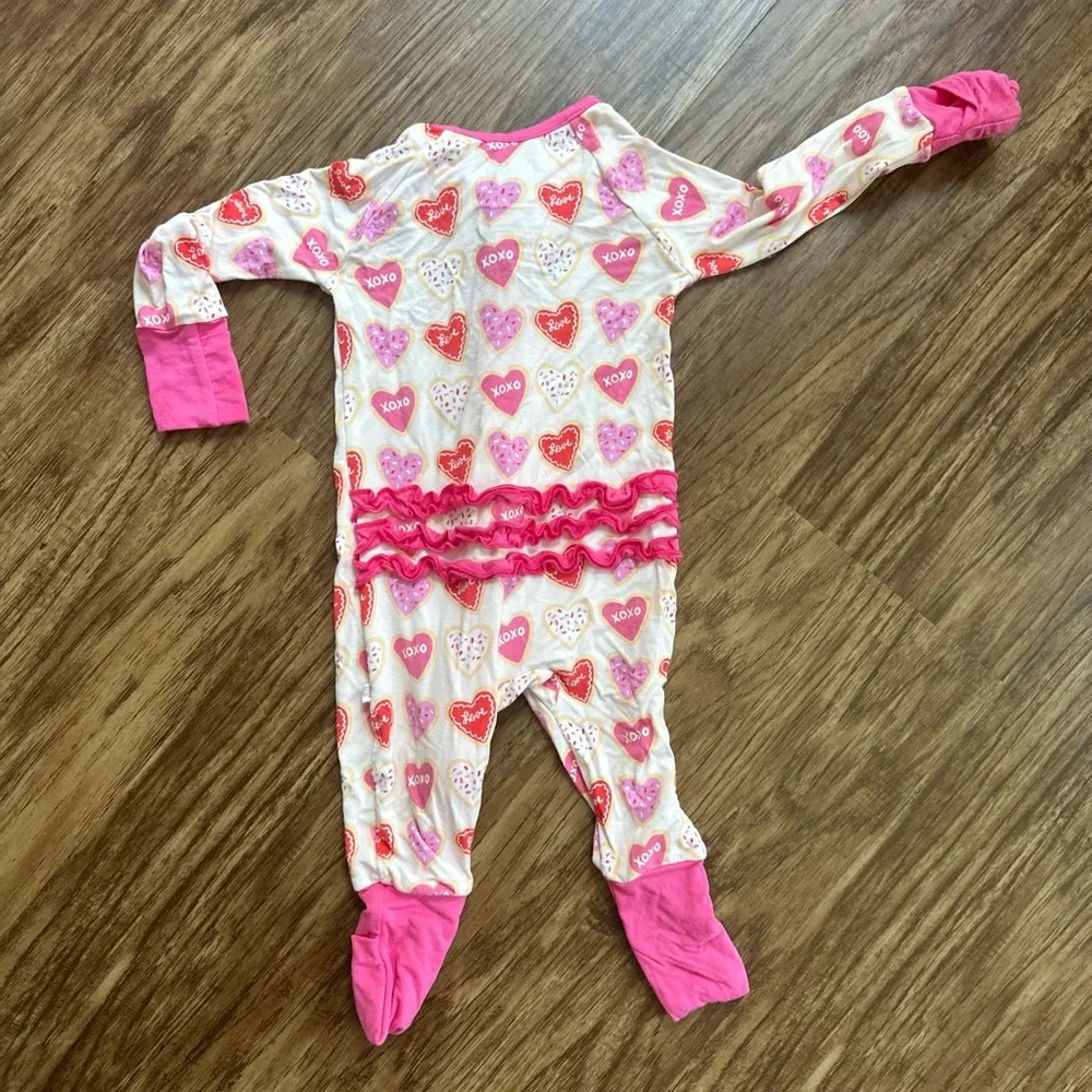 POPPY KIDS CO 3-6 Sugar Heart Zip Ruffle Romper - Picture 3 of 4